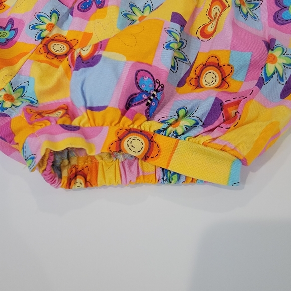 Smocked Bubble Chicken Noodle San Francisco Romper Multi Color Size 9M Flowers - Picture 3 of 12